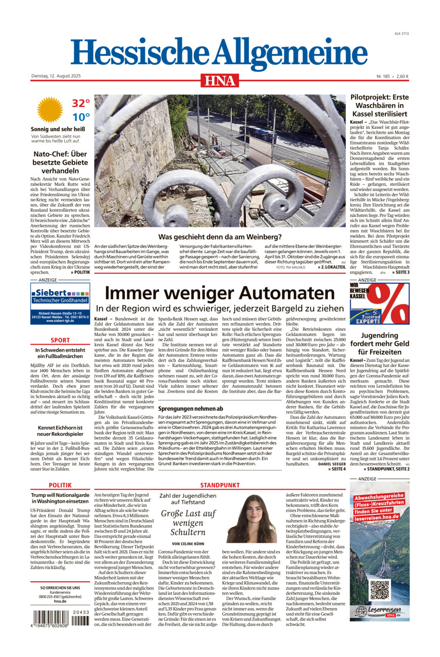 Hessische Allgemeine (Kassel-Ost) vom Dienstag, 12.08.2025
