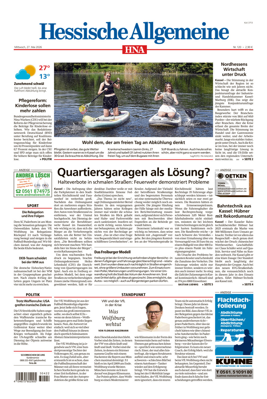 Hessische Allgemeine (Kassel-Ost) vom Mittwoch, 27.05.2026
