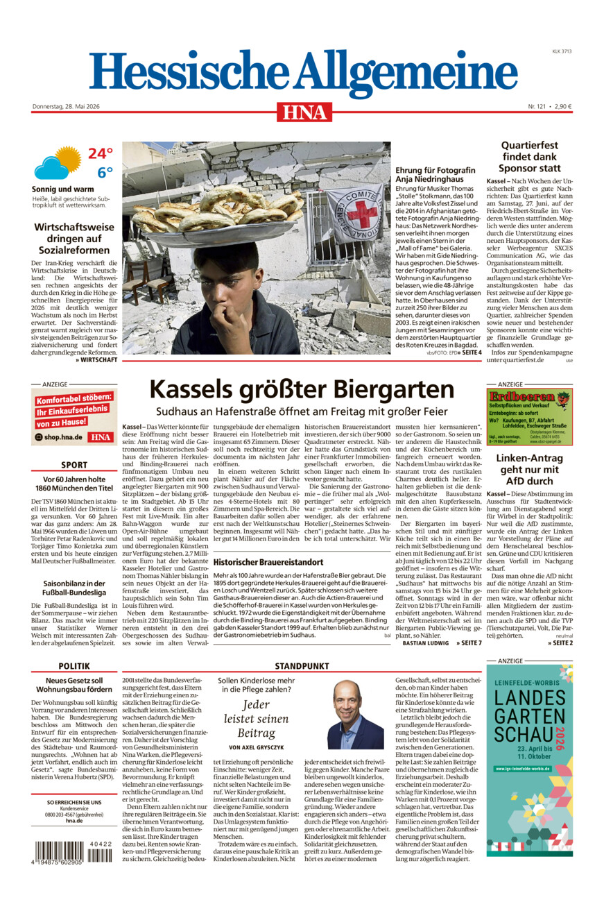 Hessische Allgemeine (Kassel-Ost) vom Donnerstag, 28.05.2026