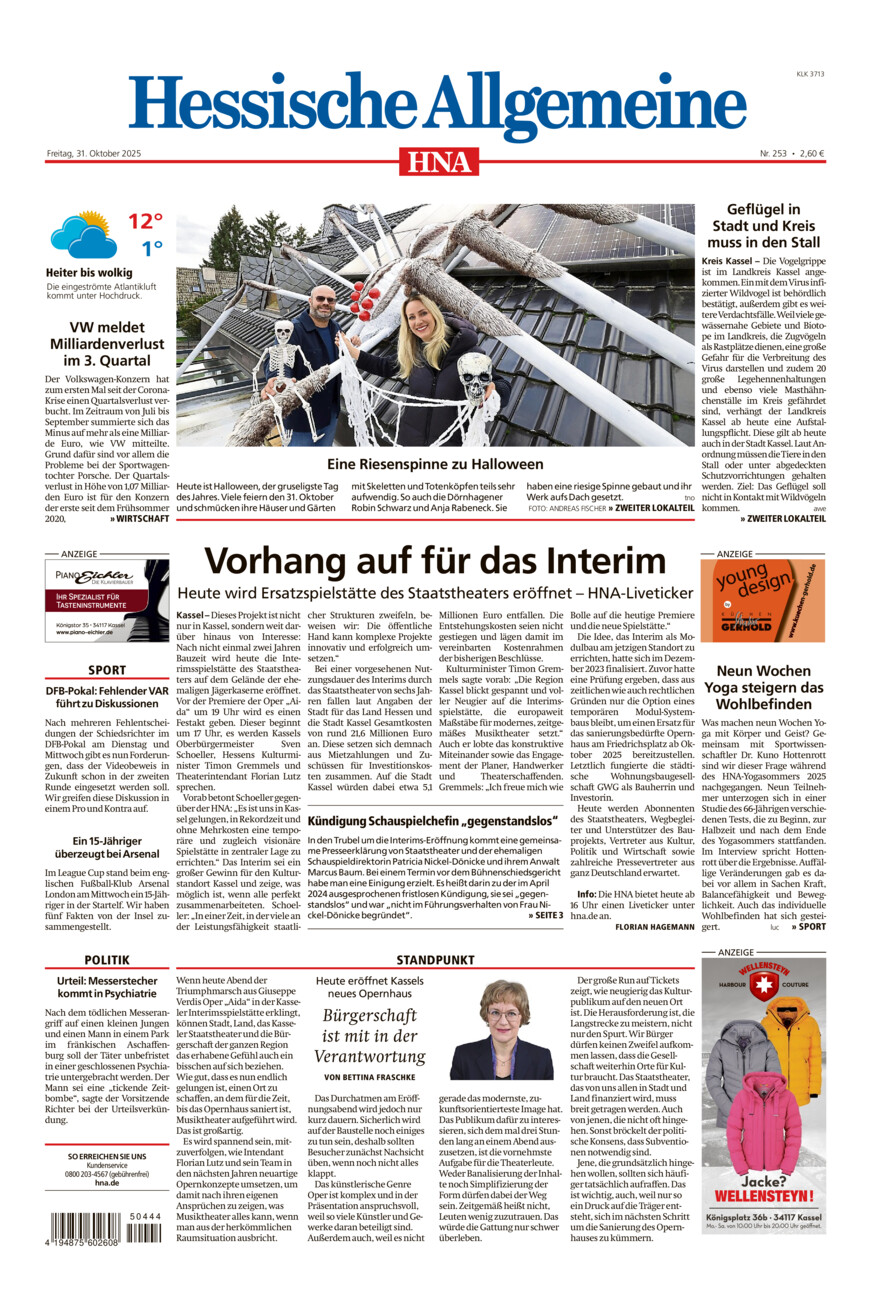 Hessische Allgemeine (Kassel-Ost) vom Freitag, 31.10.2025