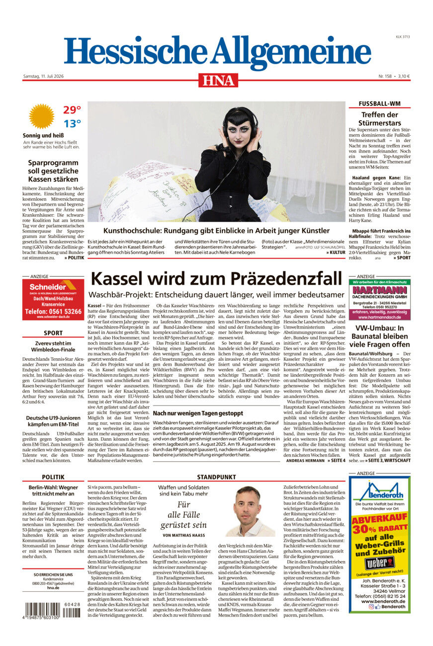 Hessische Allgemeine (Kassel-Ost) vom Samstag, 11.07.2026