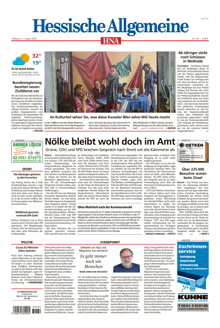 Hessische Allgemeine (Kassel-Ost) vom Mittwoch, 05.08.2026