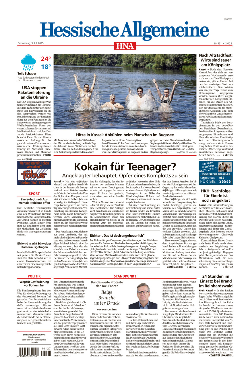 Hessische Allgemeine (Kassel-Mitte) vom Donnerstag, 03.07.2025
