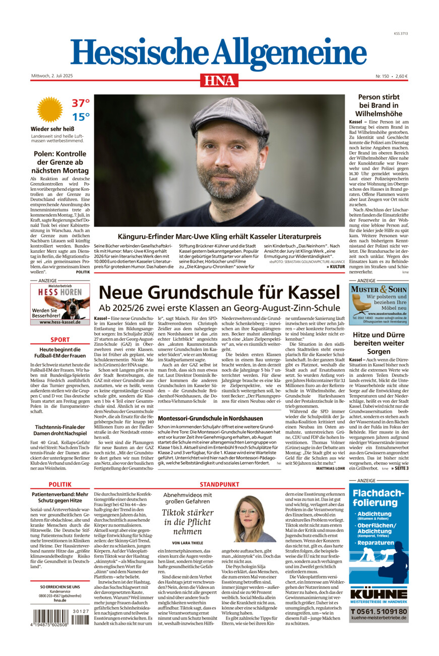 Hessische Allgemeine (Kassel-Mitte) vom Mittwoch, 02.07.2025