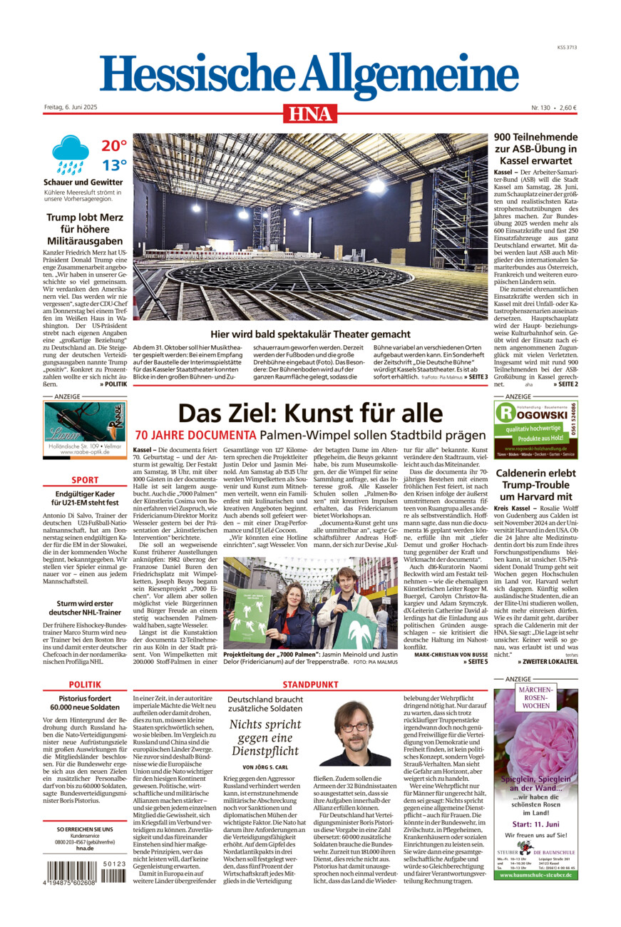 Hessische Allgemeine (Kassel-Mitte) vom Freitag, 06.06.2025