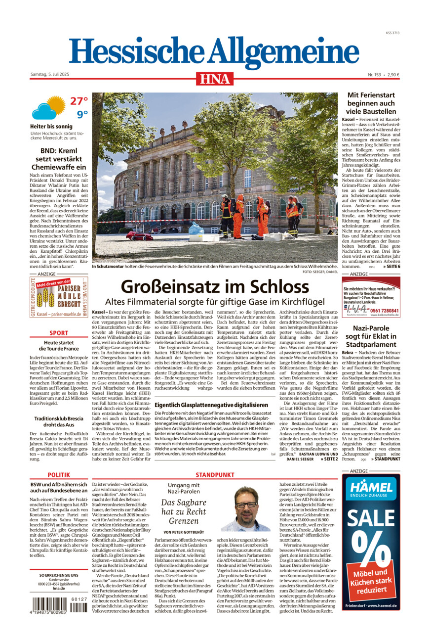 Hessische Allgemeine (Kassel-Mitte) vom Samstag, 05.07.2025