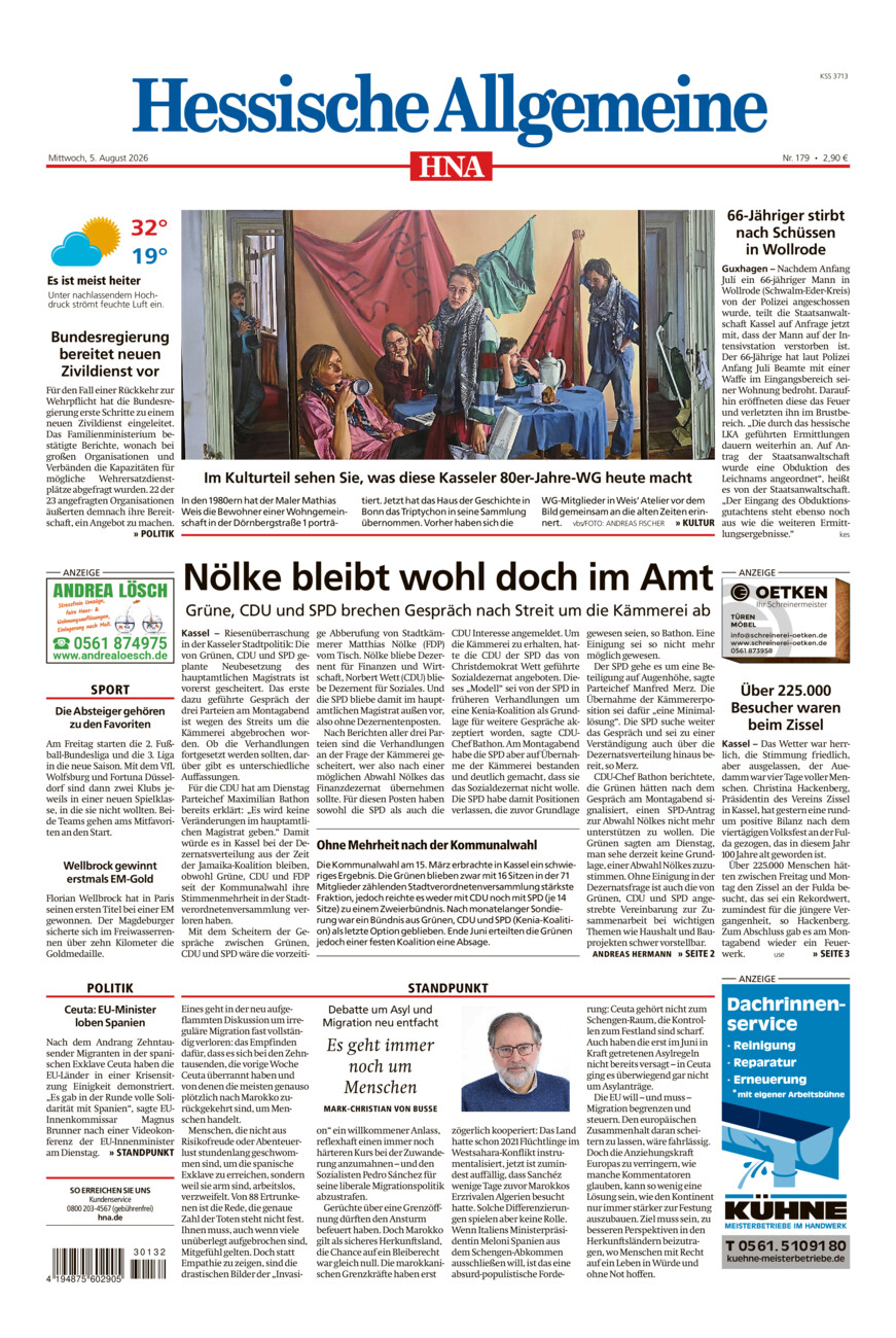 Hessische Allgemeine (Kassel-Mitte) vom Mittwoch, 05.08.2026