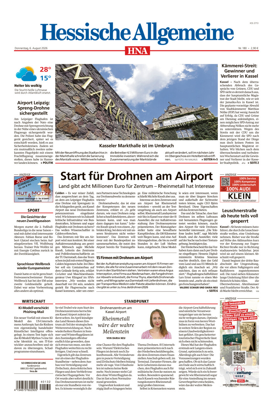 Hessische Allgemeine (Kassel-Mitte) vom Donnerstag, 06.08.2026
