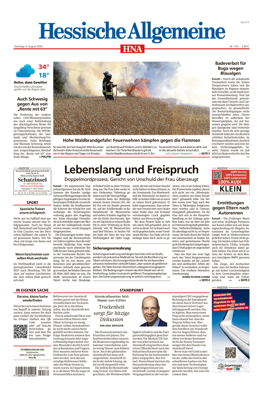Hessische Allgemeine (Kassel-Mitte) vom Dienstag, 04.08.2026