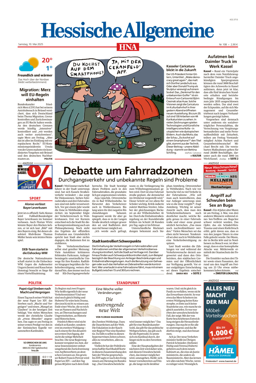 Hessische Allgemeine (Kassel-Mitte) vom Samstag, 10.05.2025