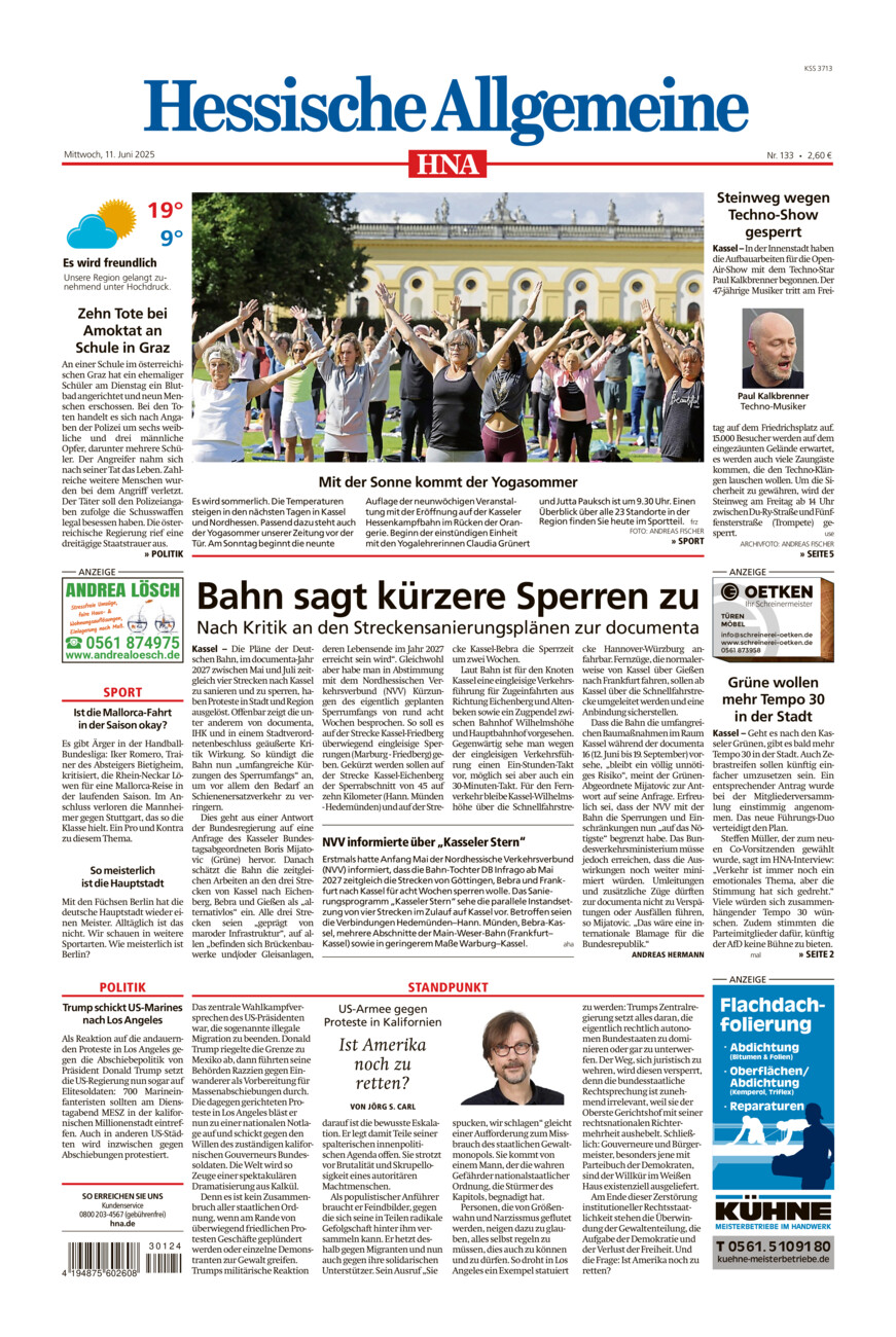 Hessische Allgemeine (Kassel-Mitte) vom Mittwoch, 11.06.2025