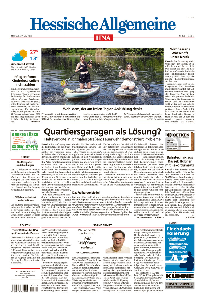 Hessische Allgemeine (Kassel-Mitte) vom Mittwoch, 27.05.2026