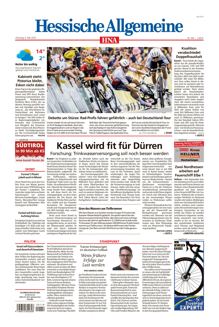 Hessische Allgemeine (Kassel-Mitte) vom Dienstag, 06.05.2025