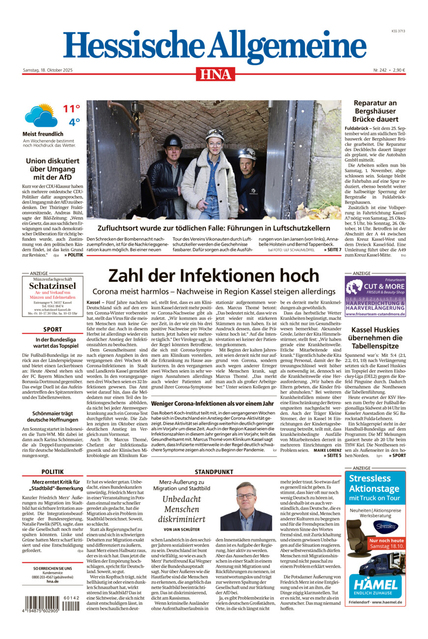 Hessische Allgemeine (Kassel-Mitte) vom Samstag, 18.10.2025
