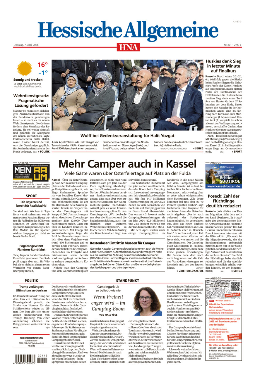 Hessische Allgemeine (Kassel-Mitte) vom Dienstag, 07.04.2026