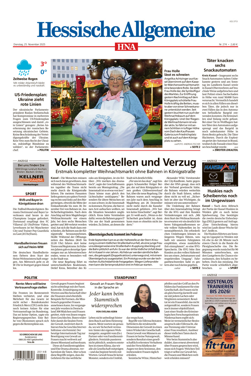 Hessische Allgemeine (Kassel-Mitte) vom Dienstag, 25.11.2025