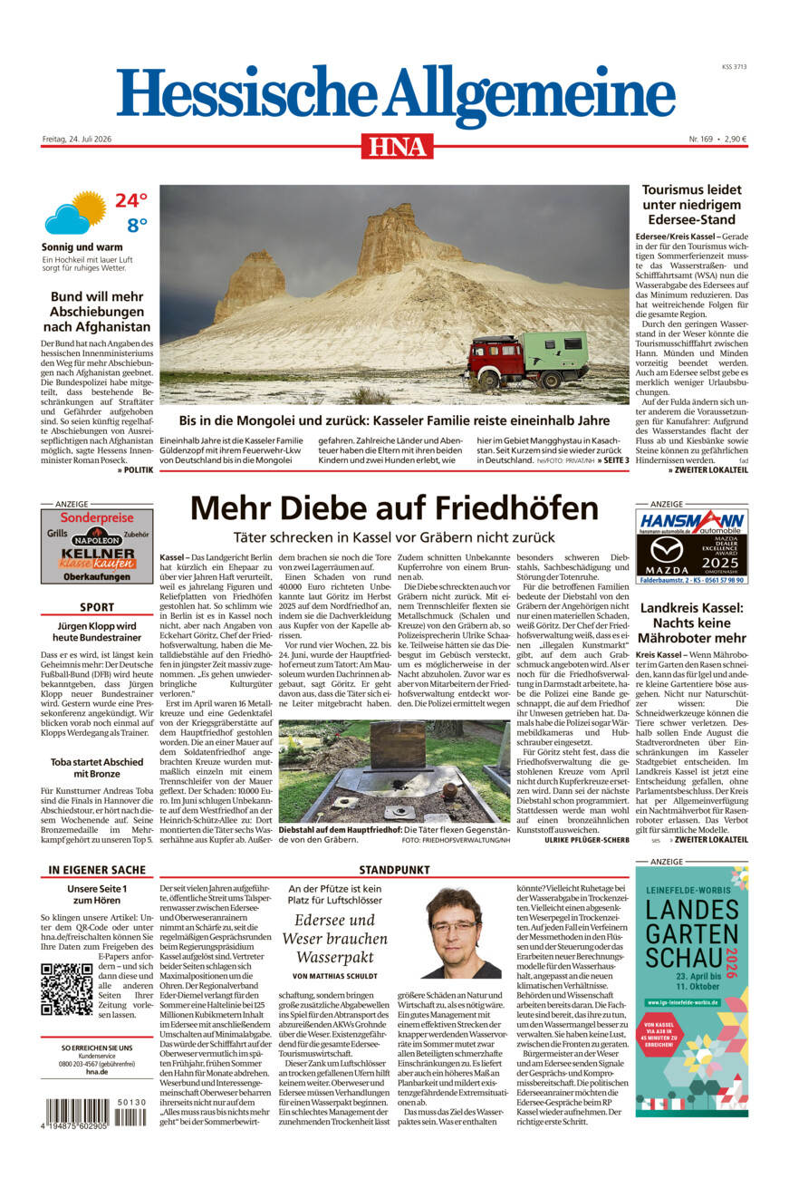Hessische Allgemeine (Kassel-Mitte) vom Freitag, 24.07.2026