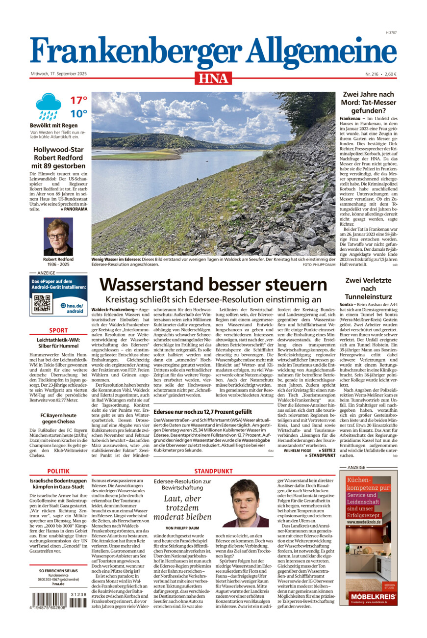 Frankenberger Allgemeine vom Mittwoch, 17.09.2025