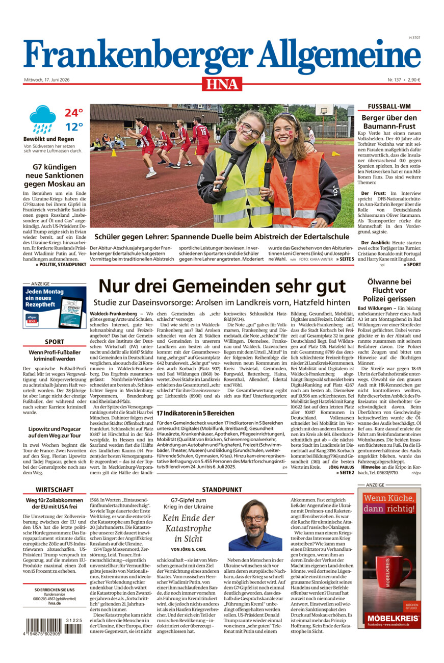 Frankenberger Allgemeine vom Mittwoch, 17.06.2026