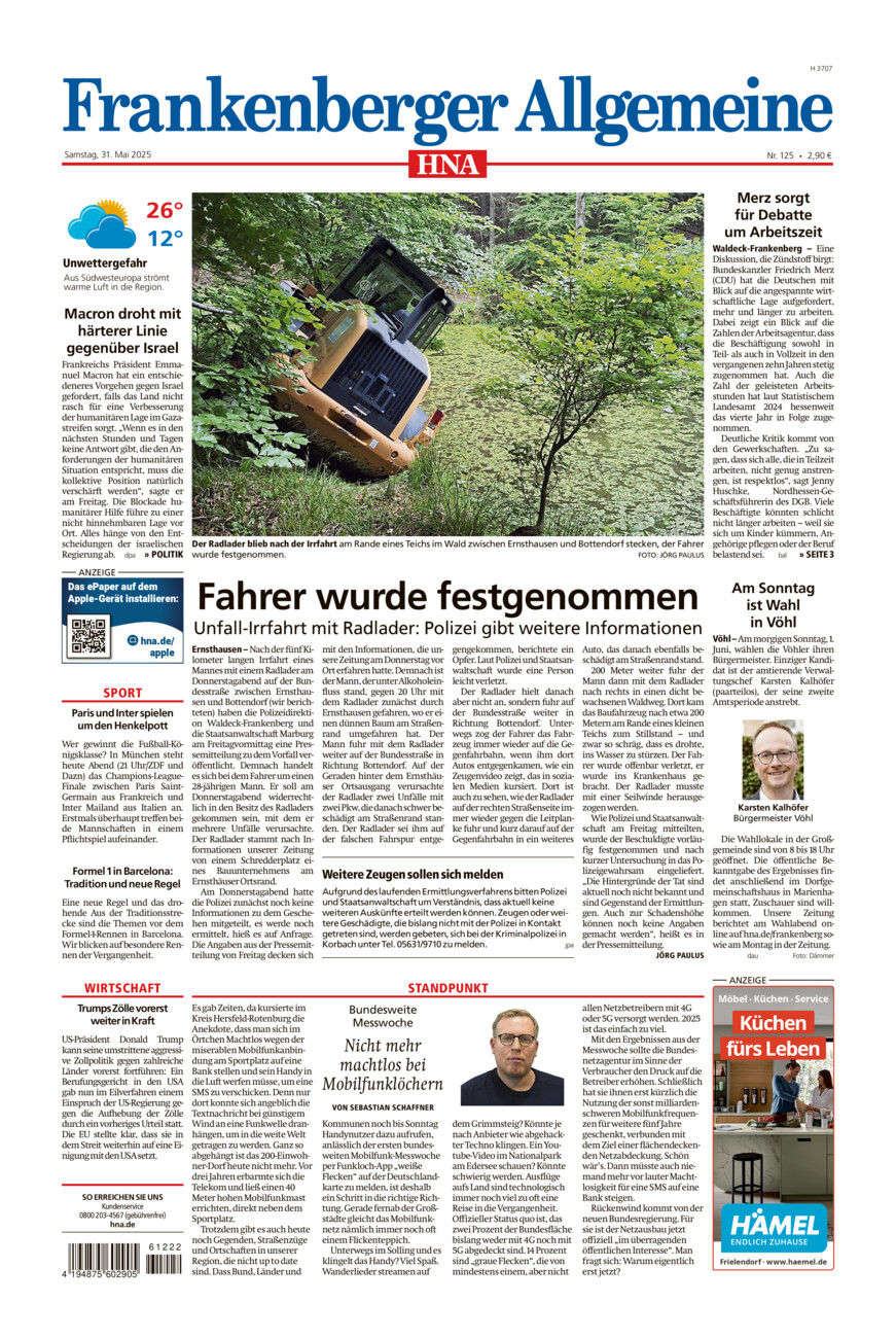 Frankenberger Allgemeine vom Samstag, 31.05.2025