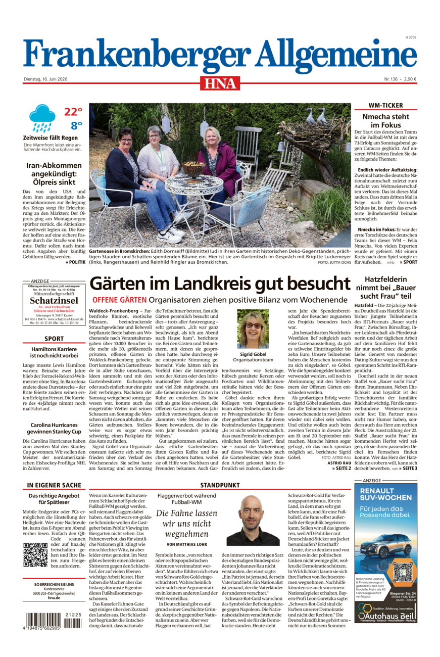 Frankenberger Allgemeine vom Dienstag, 16.06.2026