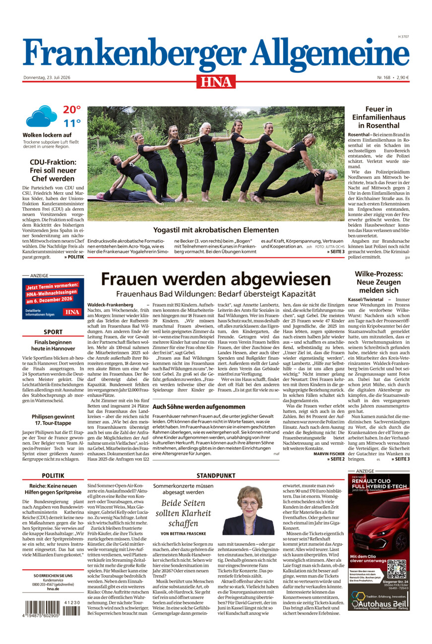 Frankenberger Allgemeine vom Donnerstag, 23.07.2026