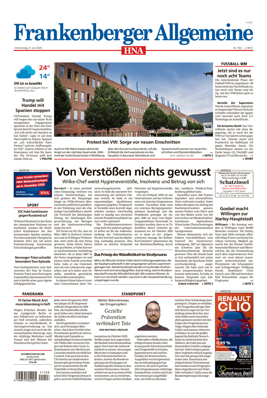Frankenberger Allgemeine vom Donnerstag, 09.07.2026