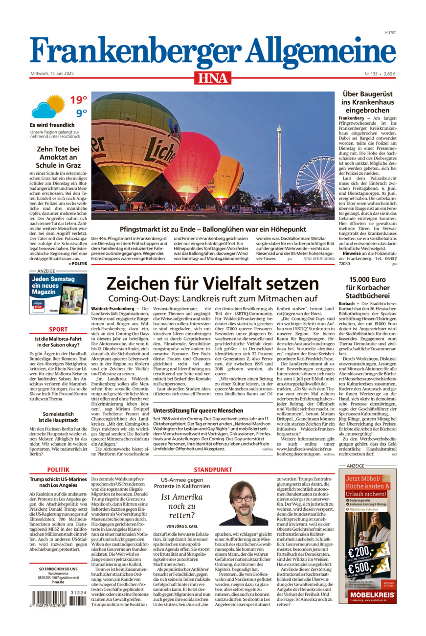 Frankenberger Allgemeine vom Mittwoch, 11.06.2025