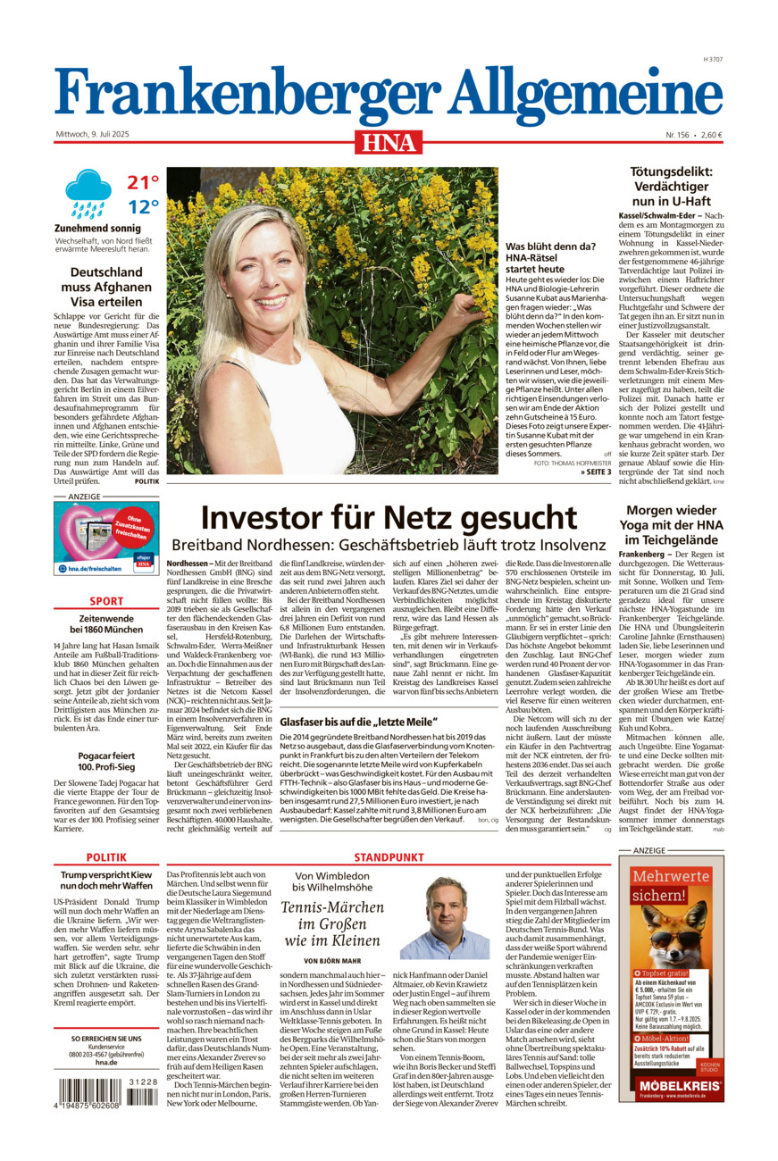 Frankenberger Allgemeine vom Mittwoch, 09.07.2025