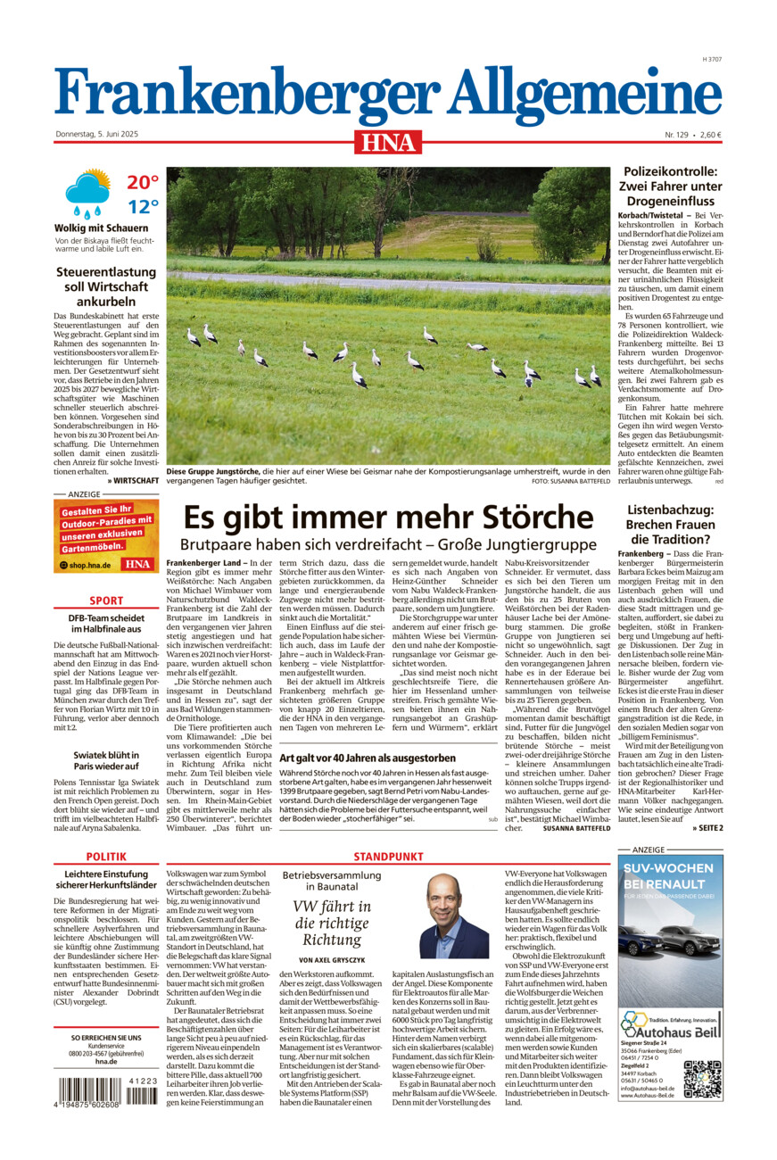 Frankenberger Allgemeine vom Donnerstag, 05.06.2025