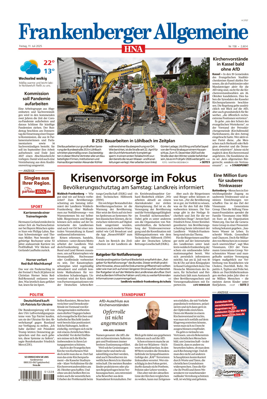 Frankenberger Allgemeine vom Freitag, 11.07.2025