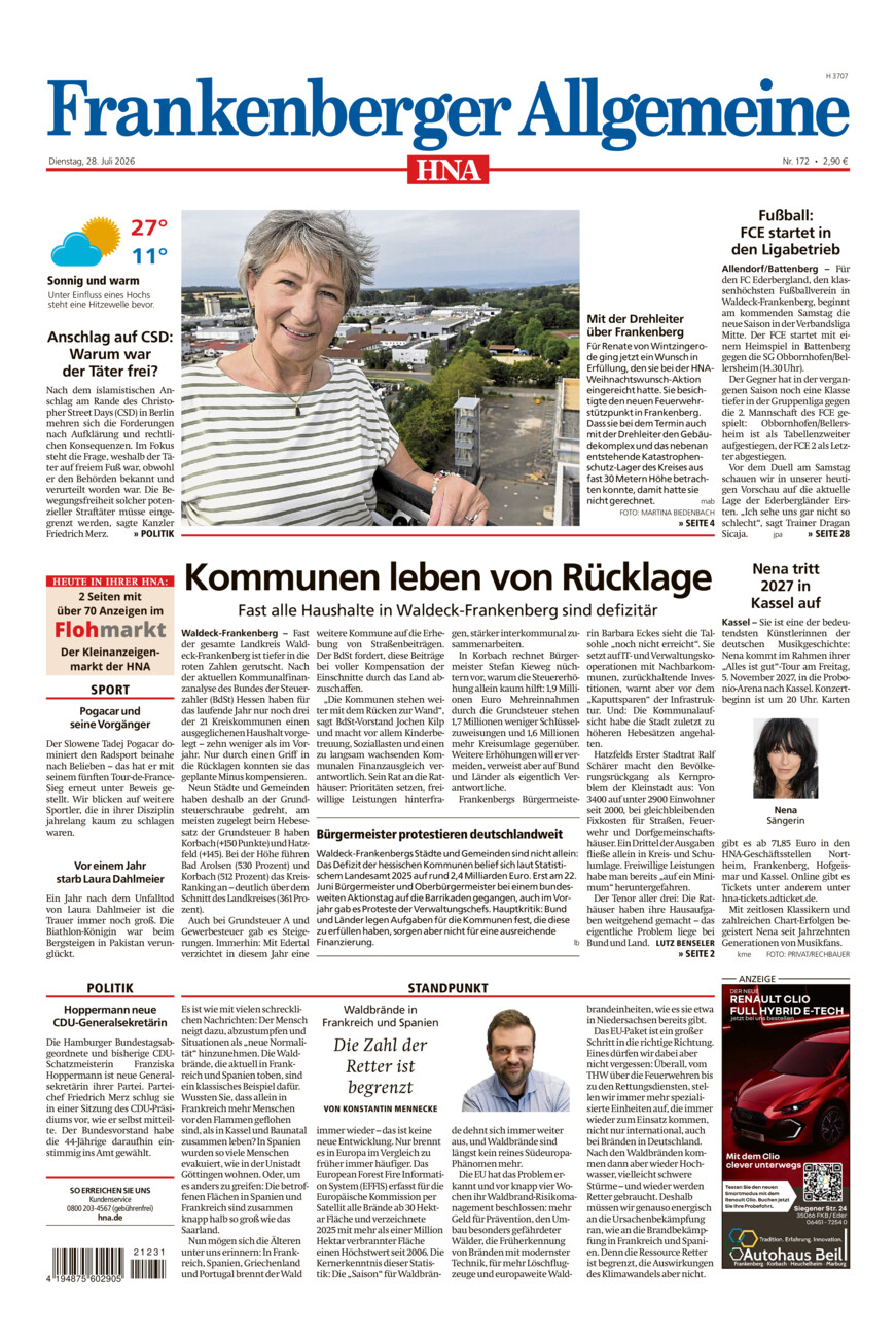 Frankenberger Allgemeine vom Dienstag, 28.07.2026