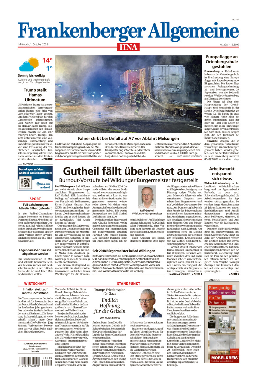 Frankenberger Allgemeine vom Mittwoch, 01.10.2025
