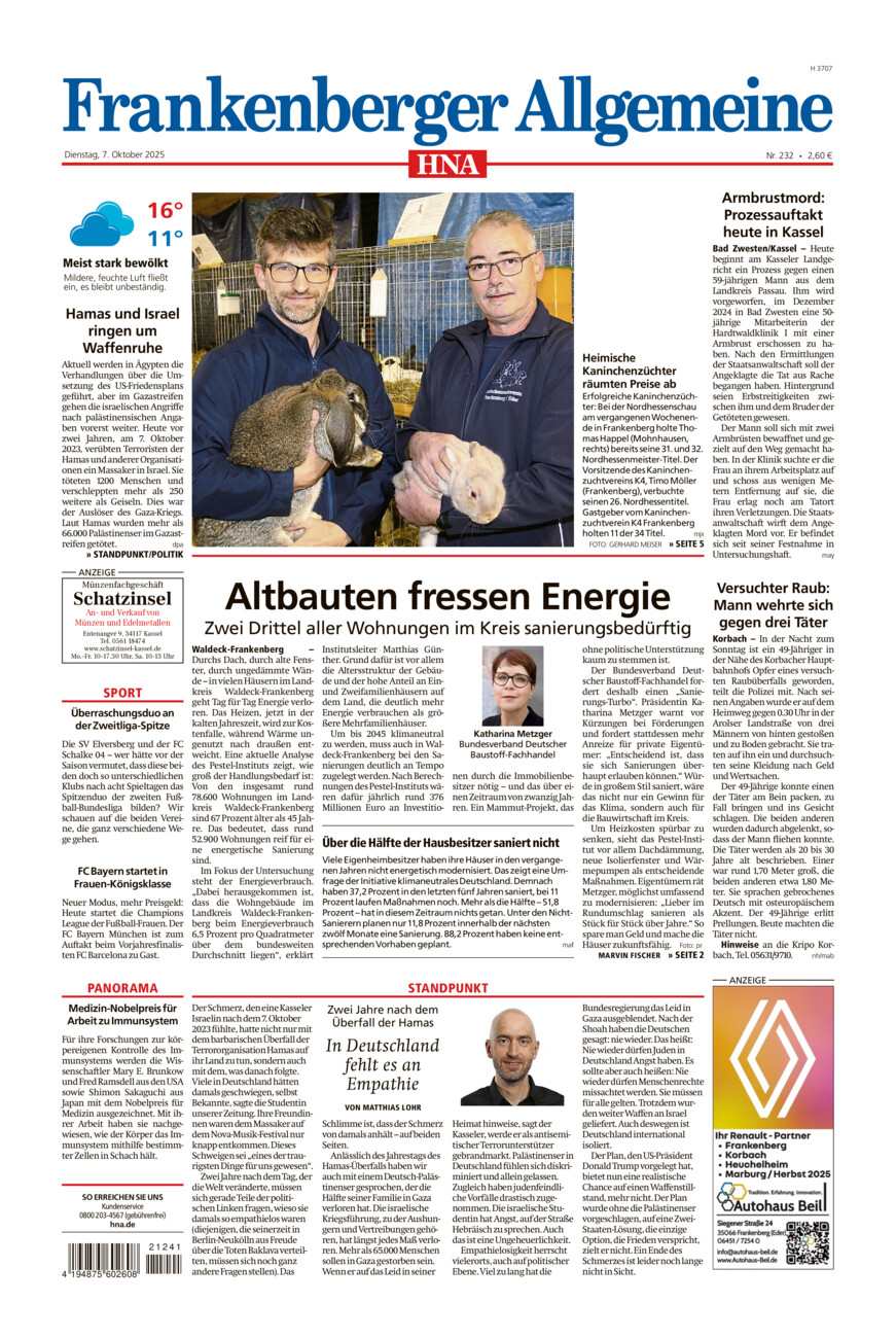 Frankenberger Allgemeine vom Dienstag, 07.10.2025
