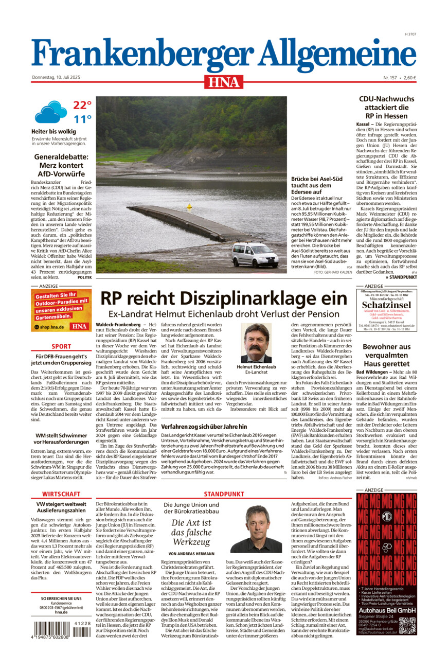 Frankenberger Allgemeine vom Donnerstag, 10.07.2025