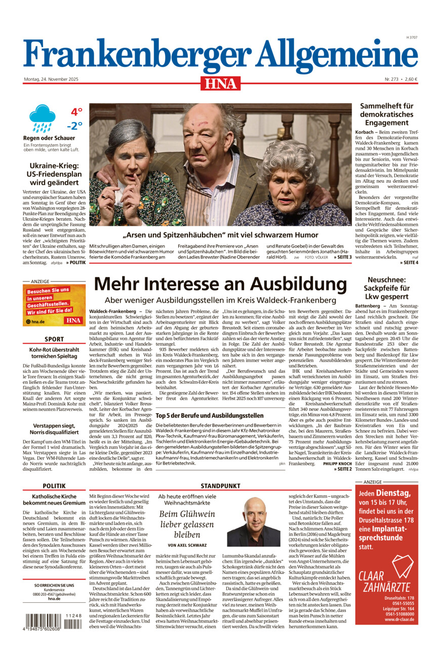 Frankenberger Allgemeine vom Montag, 24.11.2025