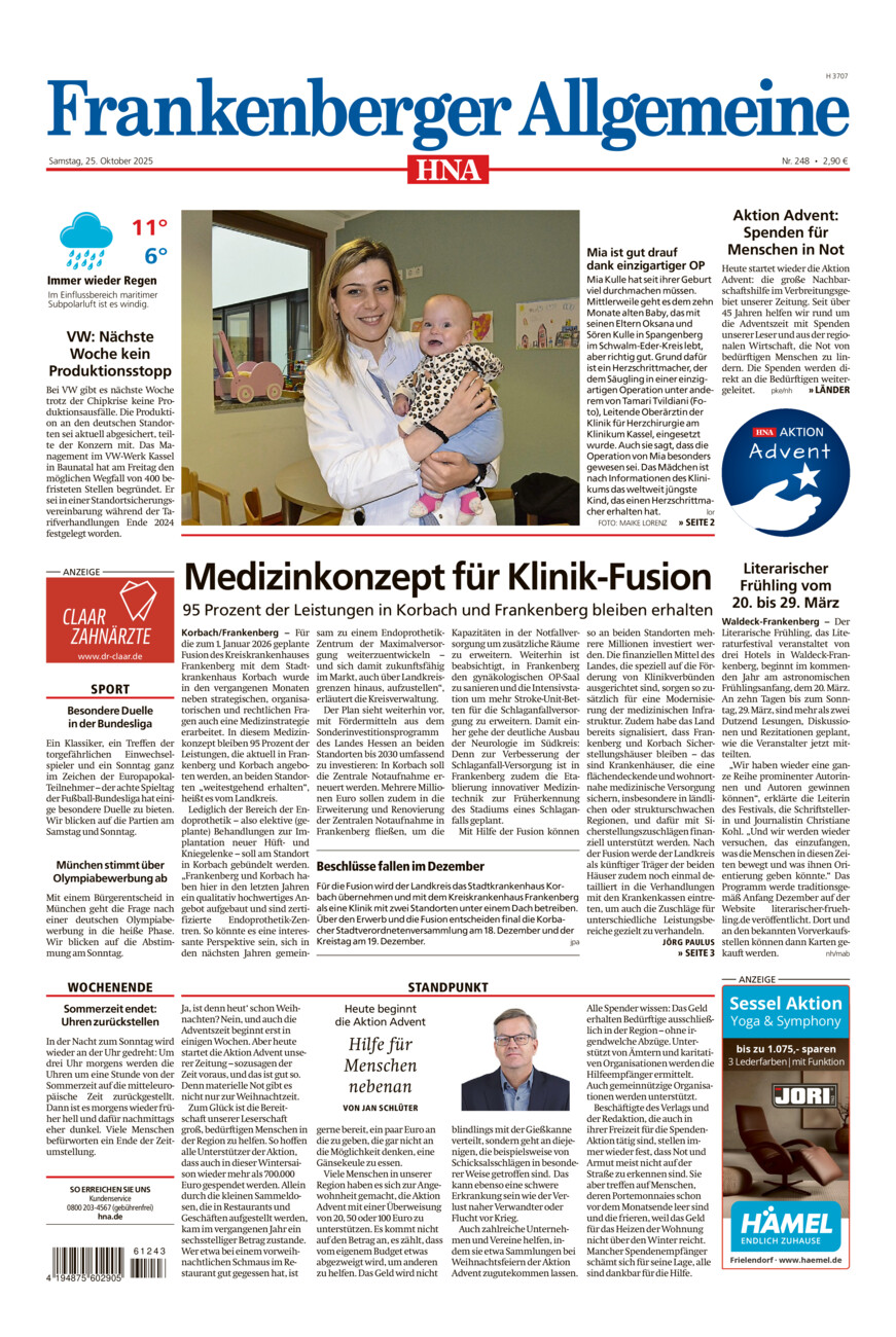 Frankenberger Allgemeine vom Samstag, 25.10.2025