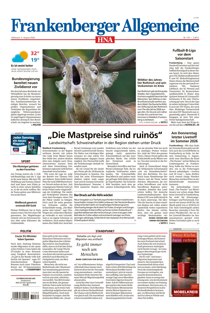 Frankenberger Allgemeine vom Mittwoch, 05.08.2026