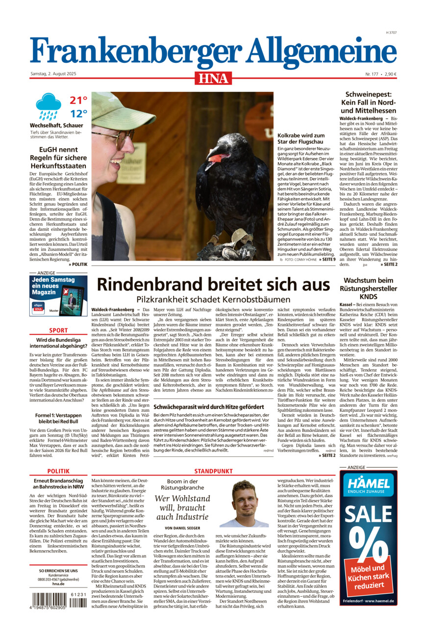 Frankenberger Allgemeine vom Samstag, 02.08.2025