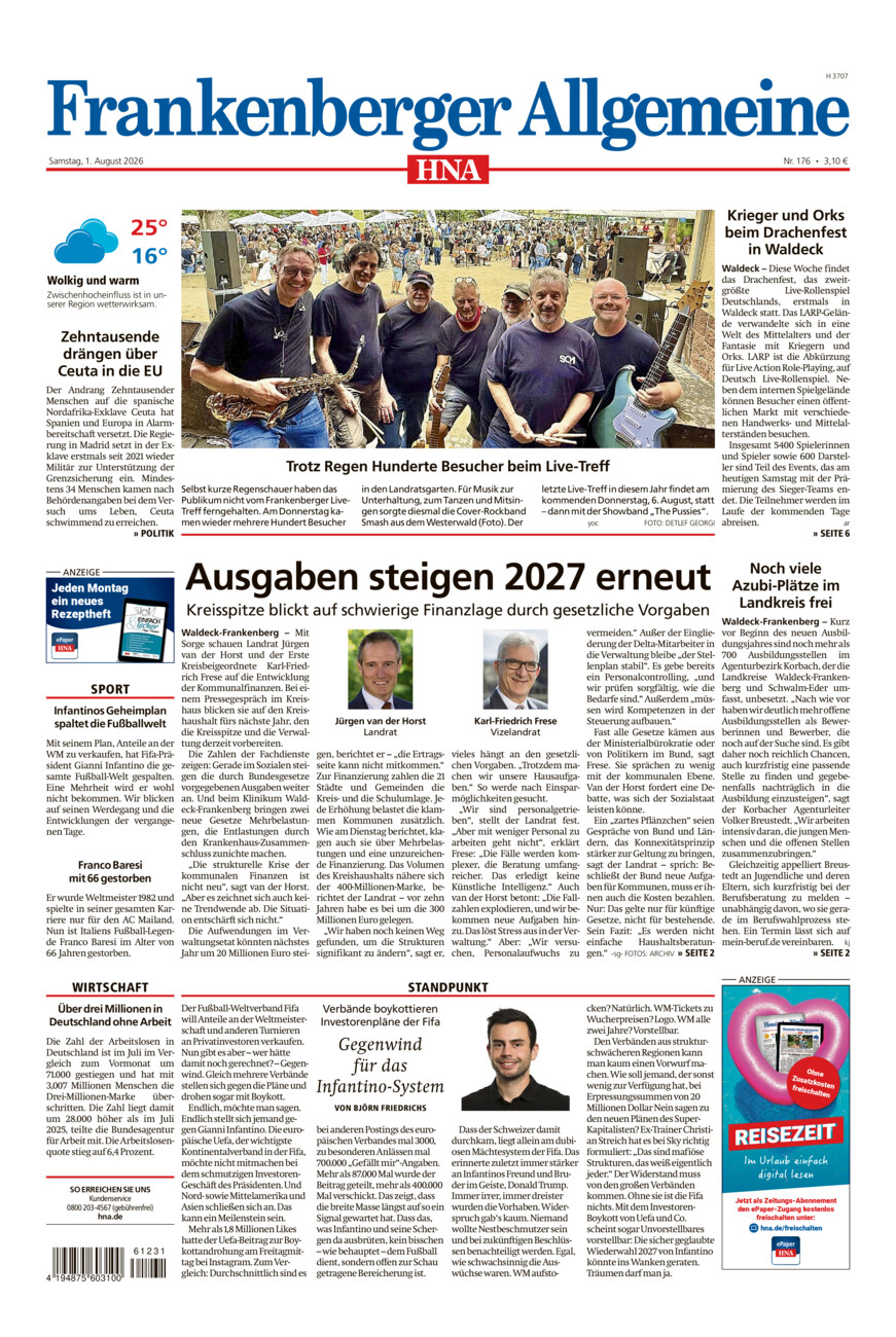 Frankenberger Allgemeine vom Samstag, 01.08.2026
