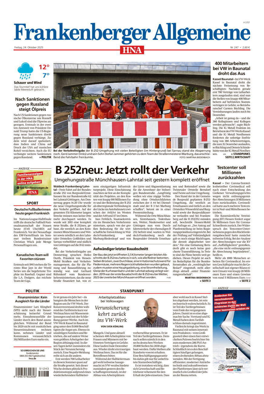 Frankenberger Allgemeine vom Freitag, 24.10.2025