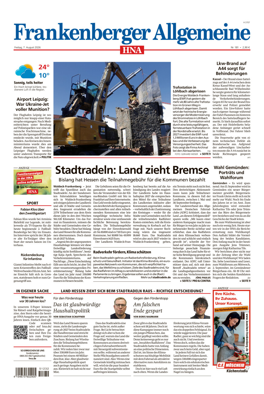 Frankenberger Allgemeine vom Freitag, 07.08.2026