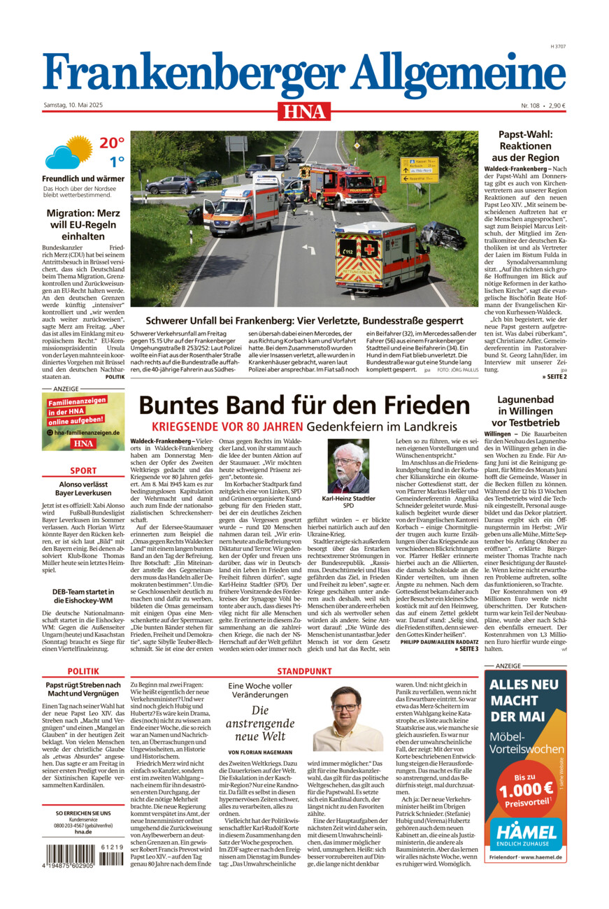 Frankenberger Allgemeine vom Samstag, 10.05.2025