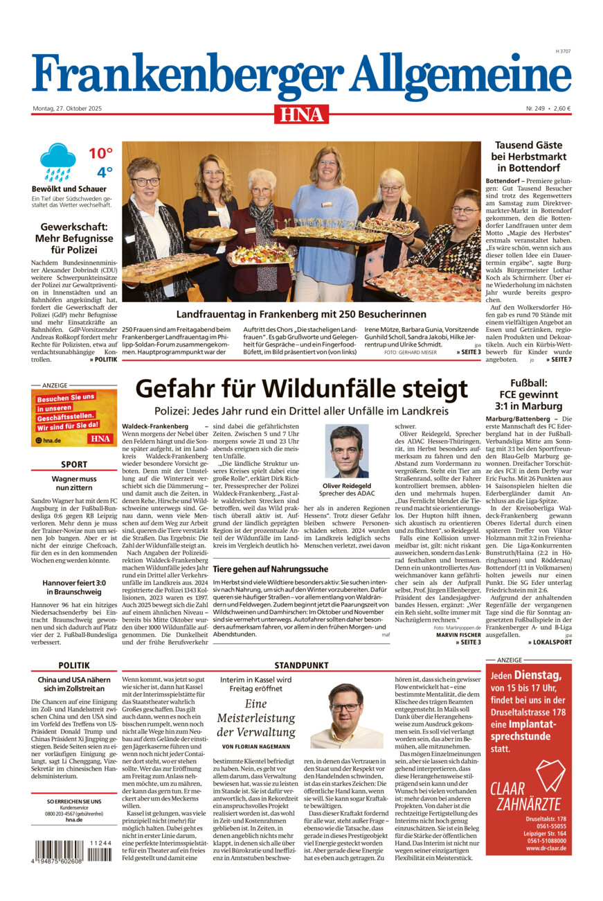 Frankenberger Allgemeine vom Montag, 27.10.2025