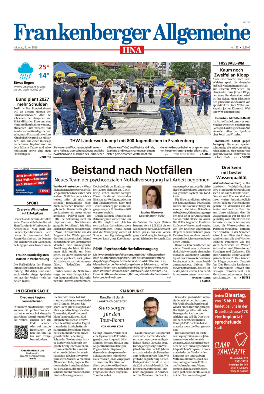 Frankenberger Allgemeine vom Montag, 06.07.2026