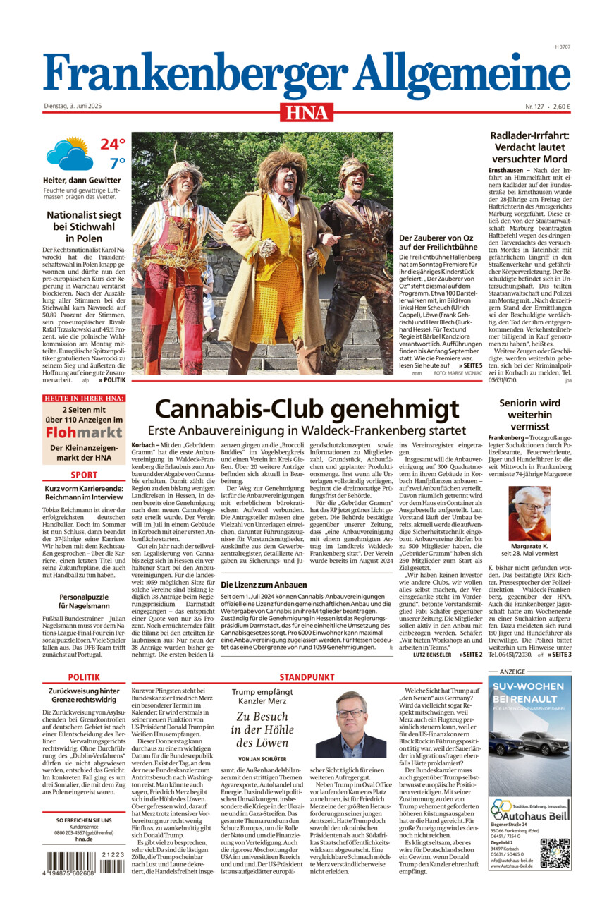 Frankenberger Allgemeine vom Dienstag, 03.06.2025