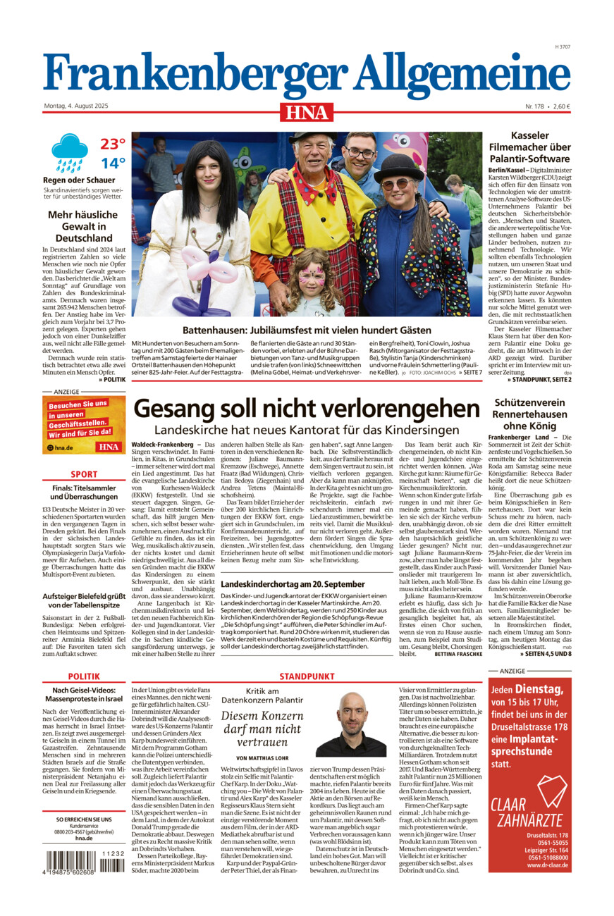 Frankenberger Allgemeine vom Montag, 04.08.2025