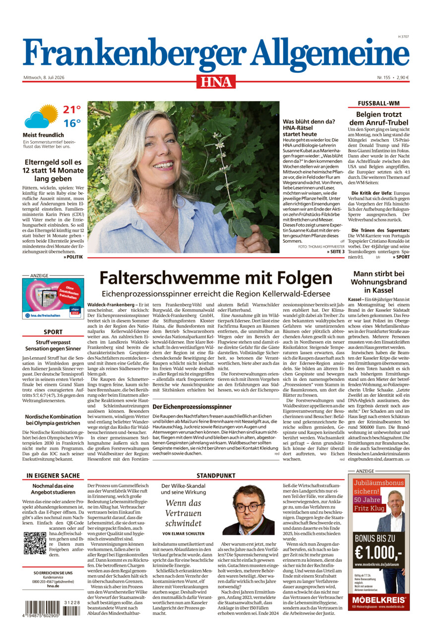 Frankenberger Allgemeine vom Mittwoch, 08.07.2026