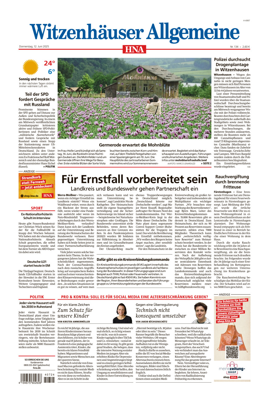 Witzenhäuser Allgemeine vom Donnerstag, 12.06.2025