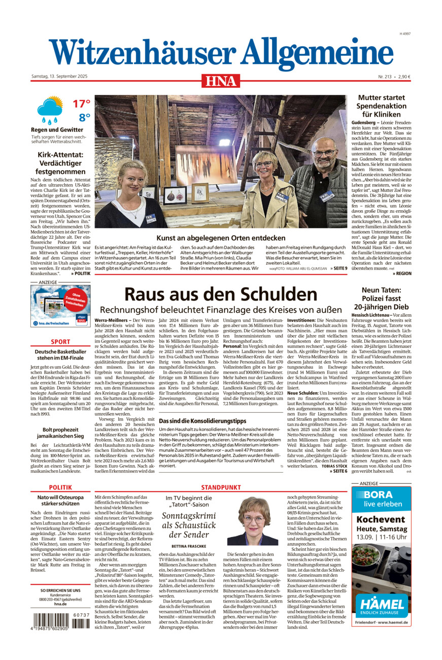 Witzenhäuser Allgemeine vom Samstag, 13.09.2025